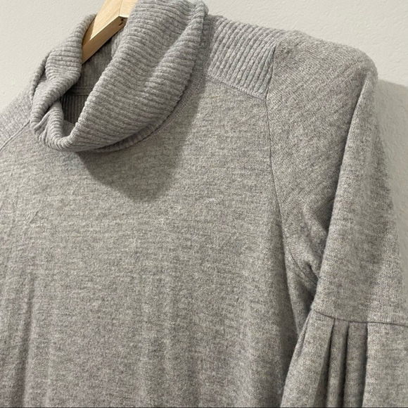 Anthropologie Blouse Knit Metallic Gray Gold Cowl Neck Balloon Sweater Womens S - Picture 6 of 12